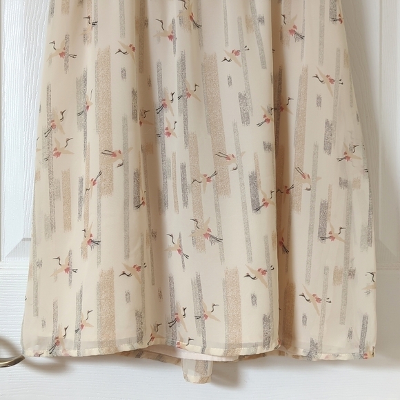 Silence + Noise Urban Outfitters Crane Printed Sleeveless Mini Dress Cream Small - Picture 8 of 15